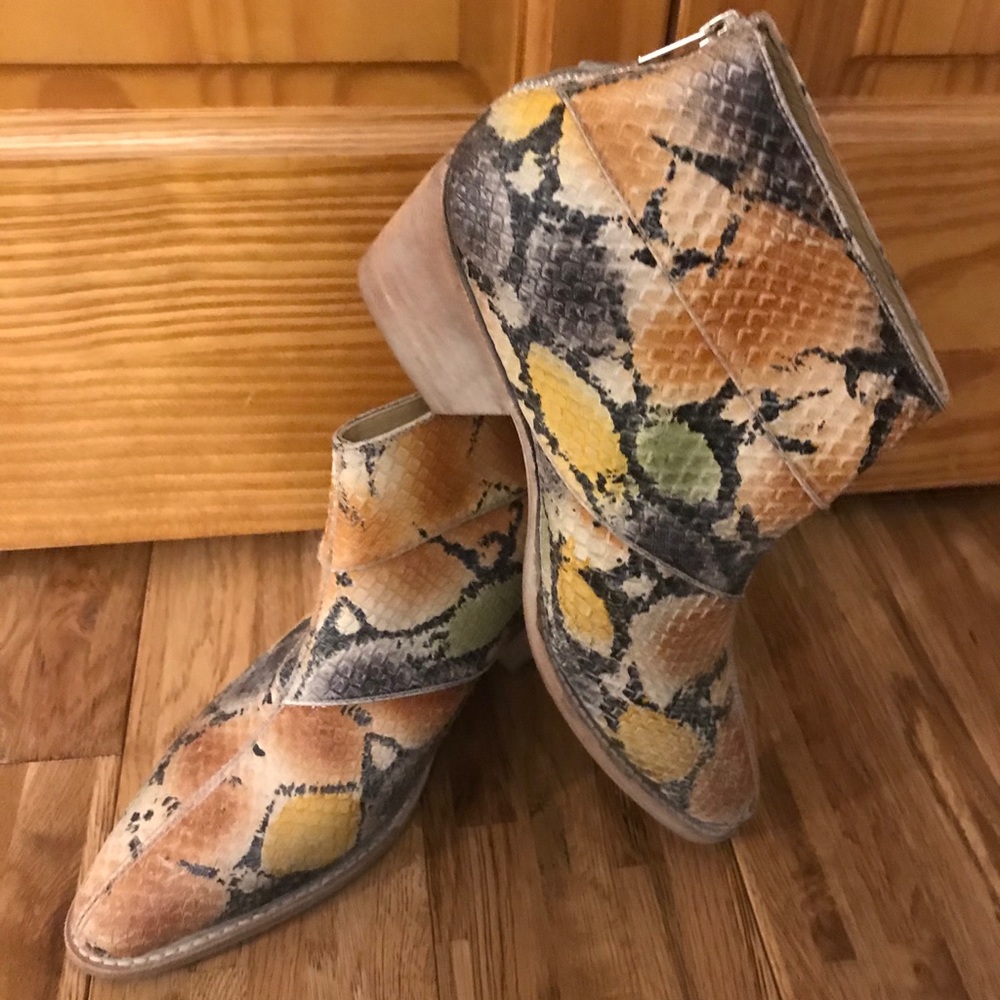 Free People Snakeprint Leather Boots